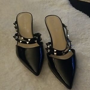 Marc Fisher Black Studded Mules